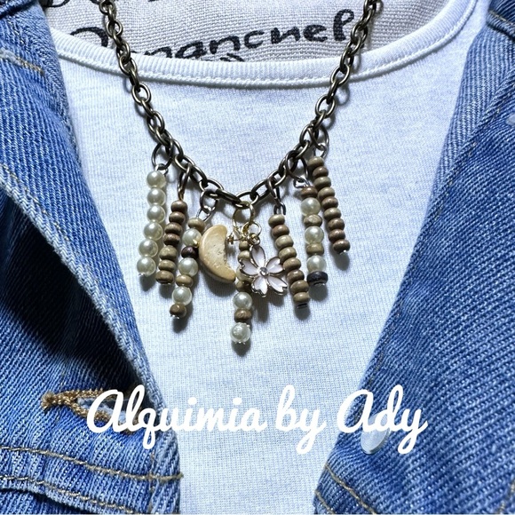 Radiant Gold and Brown Charm Necklace - Picture 2 of 5